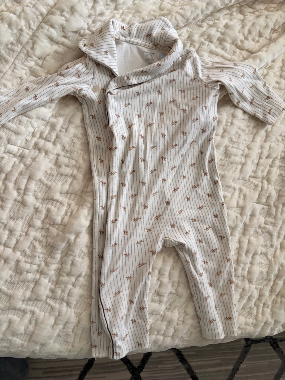 Unbranded Cream Ribbed One-Piece with Tan Floral Print ralph lauren